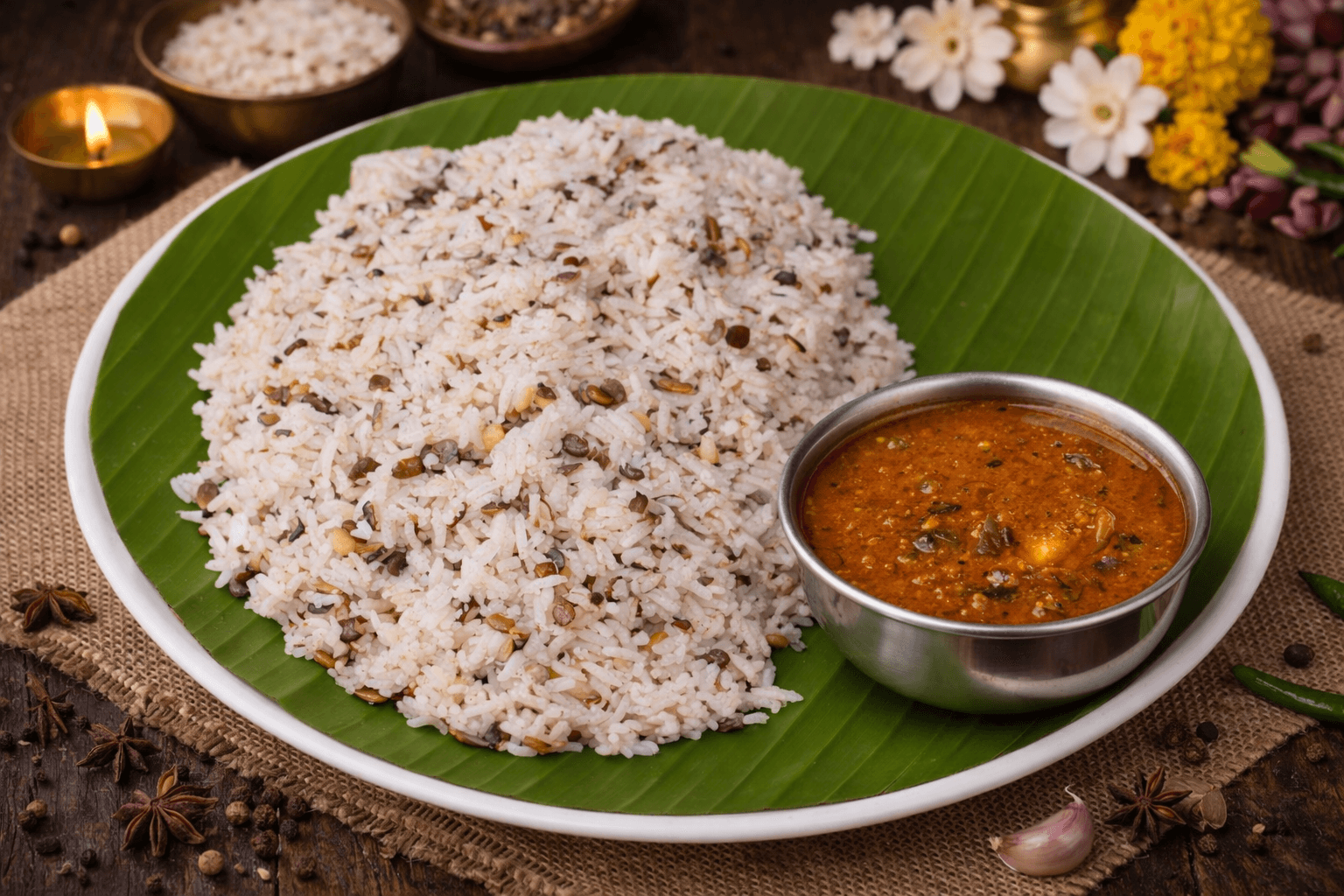 Ulunthu Rice with Karakuzhmbu